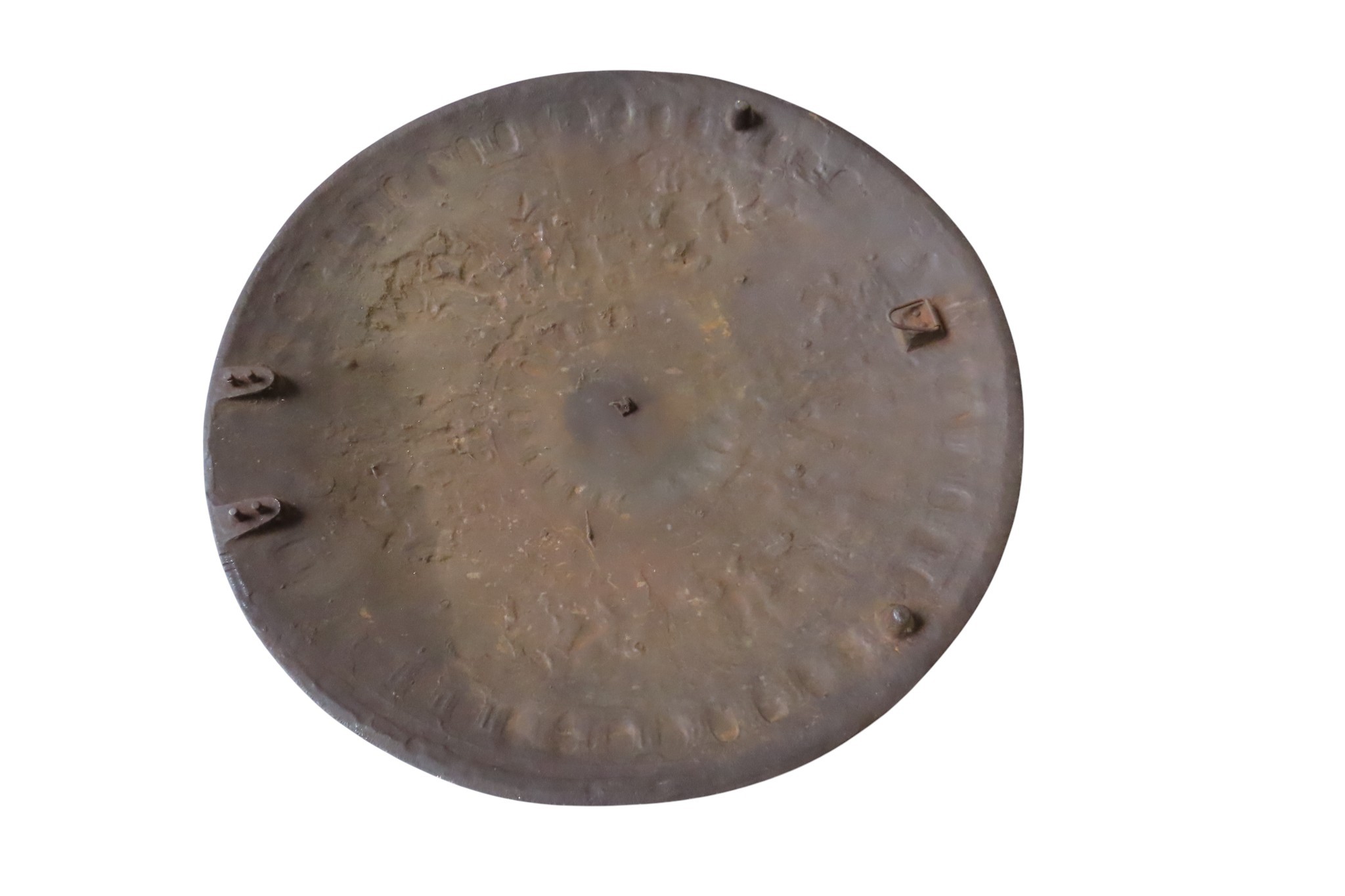A CAST IRON REPLICA CELLINI SHIELD decorated with mythological scenes ...