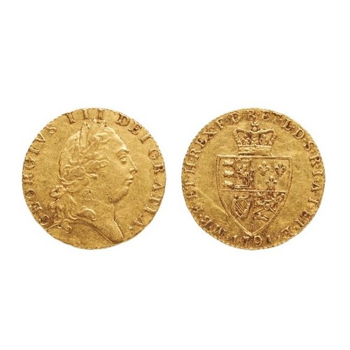 GEORGE III FULL GUINEA GOLD COIN, 1791, shield