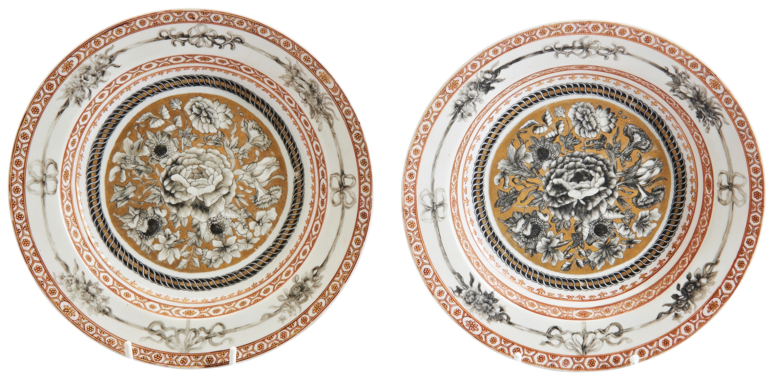 A PAIR OF FINE SEMI-EGGSHELL PORCELAIN FAMILLE ROSE RUBY-BACK ...