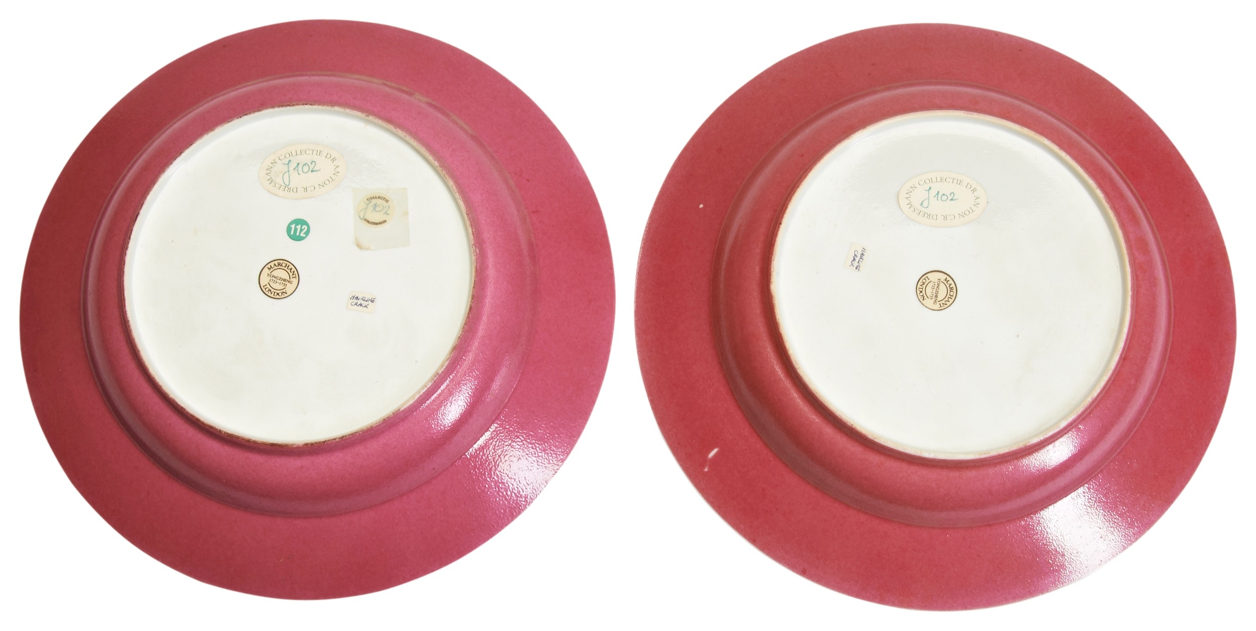 A PAIR OF FINE SEMI-EGGSHELL PORCELAIN FAMILLE ROSE RUBY-BACK ...