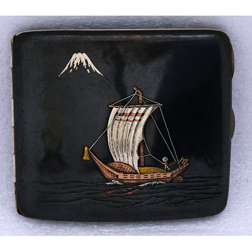 A FINE JAPANESE SHIBUICHI CIGARETTE CASE SIGNED KYOTO KURODAMEIJI