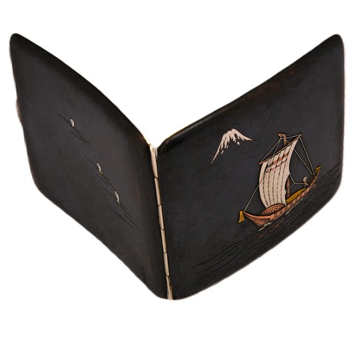 A FINE JAPANESE SHIBUICHI CIGARETTE CASE SIGNED KYOTO KURODAMEIJI