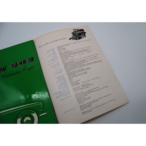 123 - BMW 503 Cabriolet Coupe BrochureOriginal 1957 BMW 503 Cabriolet Coupe Sales Brochure, This is not a ... 