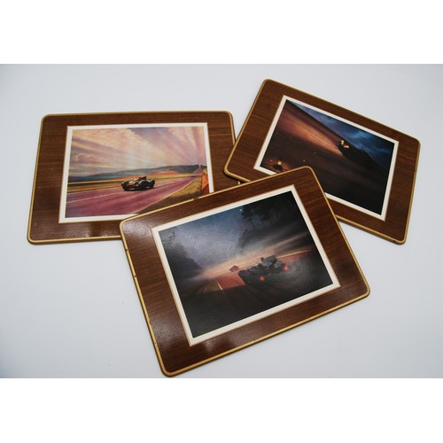 127 - A set of 1950s Jaguar Le Mans Place Mats, in matching wooden boxDepicting racing successes after pai... 