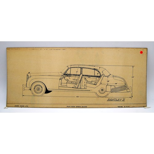 157 - Bentley S Design B.10.R by James YoungOriginal colour design artwork in pen on card.c.20 x 45cm wide... 