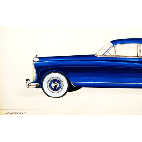 159 - Bentley Continental Design C.T.21 Original colour design artwork in pen on card.c.20 x 45cm wide.... 