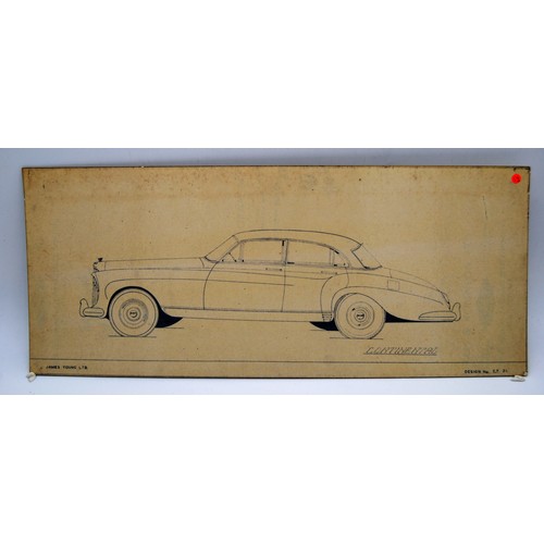 159 - Bentley Continental Design C.T.21 Original colour design artwork in pen on card.c.20 x 45cm wide.... 