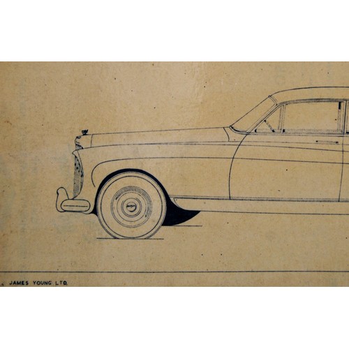 159 - Bentley Continental Design C.T.21 Original colour design artwork in pen on card.c.20 x 45cm wide.... 