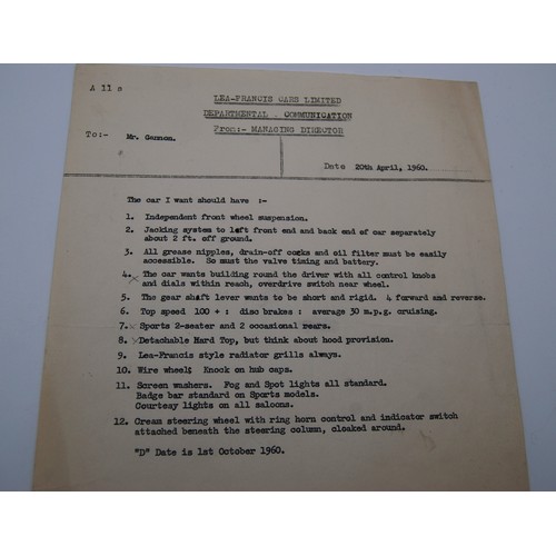 128 - Lea Francis Lynx - collection of promotional materialsA number of promotional items for the Lea Fran... 