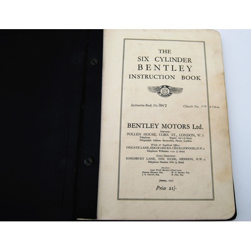 130 - Bentley - The Six Cylinder Bentley Instruction Book Number 367, Chassis Number FA2504, dated Jan 192... 