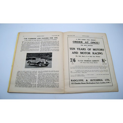 135 - Motor Sport Volume 5, Number, 1928Number 1 dated Oct-Nov 1928. A single, rare issue.