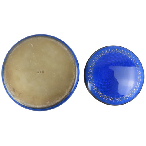 28 - A DAVID ANDERSEN STERLING SILVER AND ENAMEL POT AND COVERcircular form, the rich cobalt blue guilloc... 