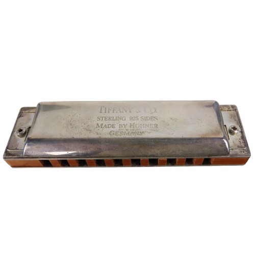20 - A TIFFANY & CO SILVER SIDED HARMONICAmarked .925, with silk lined presentation boxHarmonica: 80 ... 