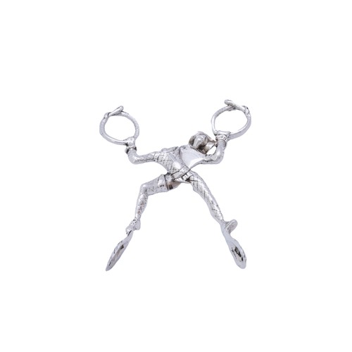 16 - A PAIR OF LATE VICTORIAN SILVER HARLEQUIN SUGAR NIPSLONDON 1899marked for Pairpoint Brothers (John &... 