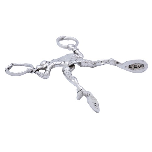 16 - A PAIR OF LATE VICTORIAN SILVER HARLEQUIN SUGAR NIPSLONDON 1899marked for Pairpoint Brothers (John &... 