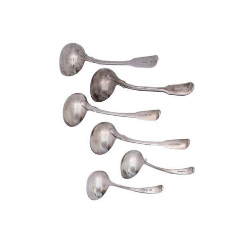 62 - A PAIR OF SILVER SAUCE LADLESLondon, 1810, Mary and Elisabeth Sumner, another pair of silver sauce l... 