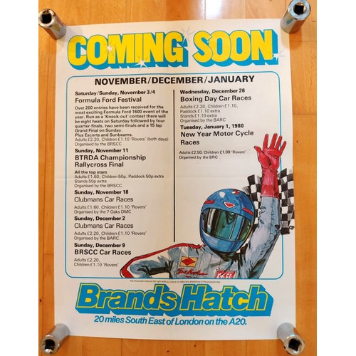 101 - Ten Motor Racing PostersFeaturing a number of events in period at Brands Hatch. Medium sized posters... 