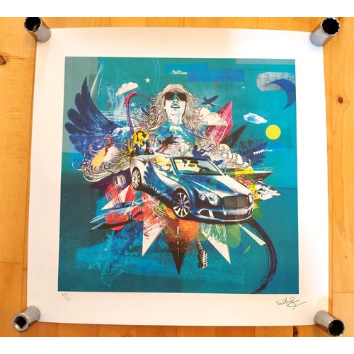 113 - Four Bentley postersFour prints produced to celebrate the new Continental GTC model, complete in ori... 