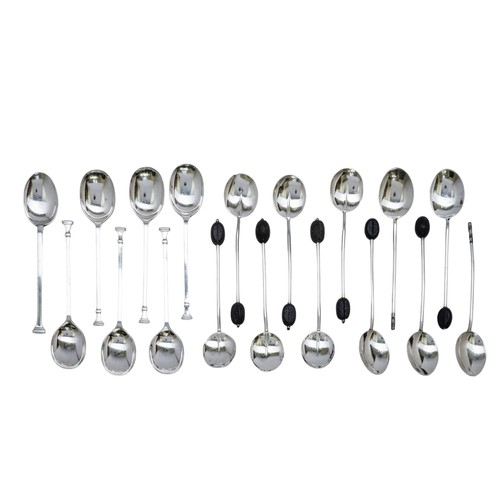 14 - SEVEN SILVER TEA SPOONSBIRMINGHAM 19299.5 cm long, 51 grams (combined)together with ELEVEN SILVER AN... 