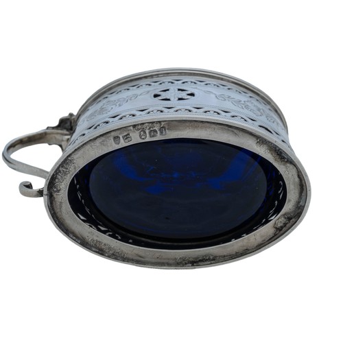 15 - A GEORGE III SILVER MUSTARD POTLONDON 1791oval form with bright cut decorationmarked for Peter &... 