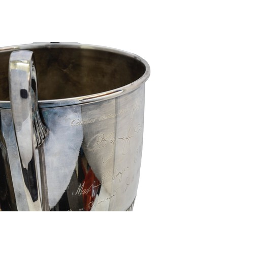103 - A CARTIER STERLING SILVER PRESENTATION CUPwith an inscription for 1998. Approx. 1543g, 36cms