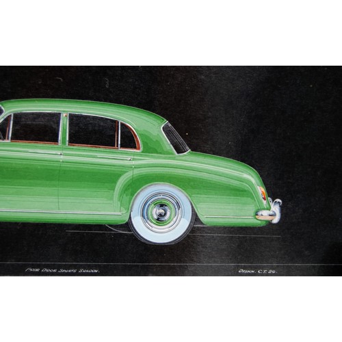 152 - Bentley Four Door Sports Saloon Design C.T.29 by James Young Original design artwork in pen on card.... 
