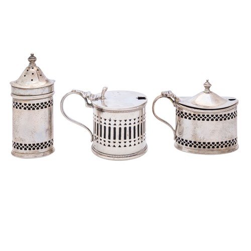 35 - EIGHT ASSORTED SILVER CRUET ITEMSall blue glass lined.