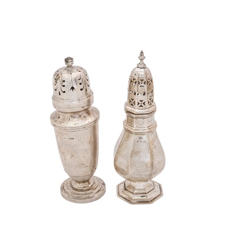 65 - A SILVER OCTAGONAL CASTERBirmingham, 1914, Robert Pringle and Sons, another silver caster, Sheffield... 