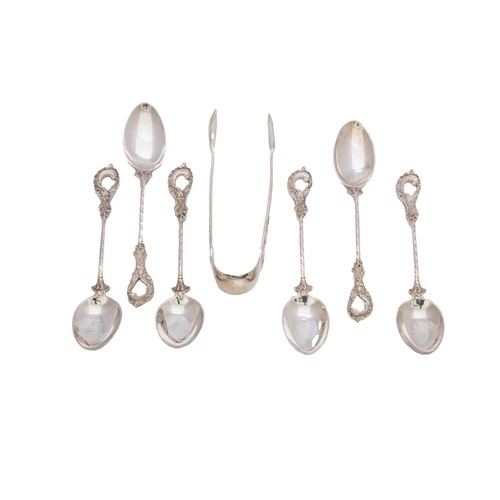 5 - A SET OF SIX LATE VICTORIAN SILVER TEASPOONSSHEFFIELD 1900together with a matching pair of sugar ton... 