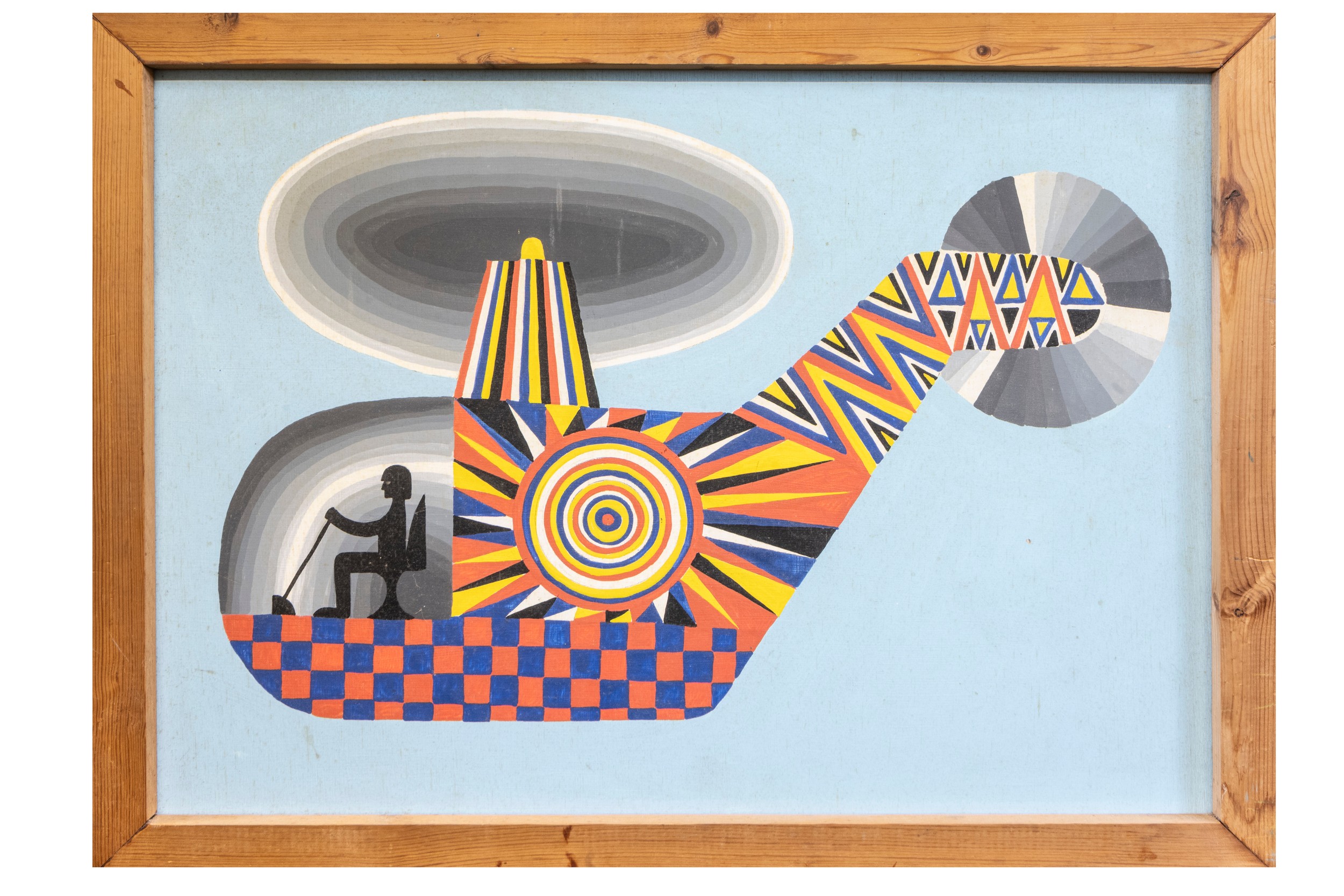 PETER MARKEY (1930-2016) 'HELICOPTER' PAINTING ON BOARD (1983)signed ...