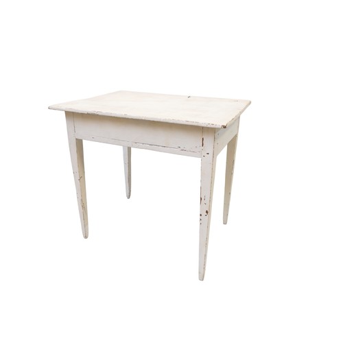 52 - A WHITE PAINTED SCULLERY TABLEthe rectangular top raised on tapering square legs 77 x 86 x 51 cmProv... 