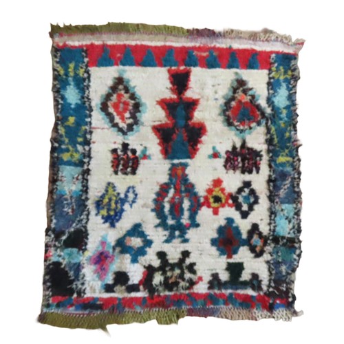 54 - MOROCCAN WOOL RUG WITH CENTRAL HOT PINK LOTUS MOTIF165cm x 132cmAND SIMILAR HANDWOVEN EXAMPLE 124cm ... 