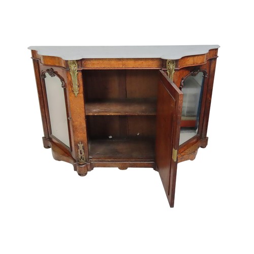 42 - A WALNUT MARBLE TOP CREDENZAMID 19TH CENTURY92 x 152 x 49 cm