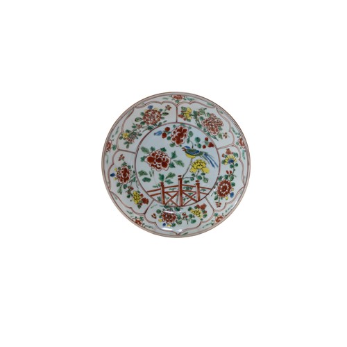 122 - A GROUP OF SIX CHINESE PORCELAIN FAMILLE VERTE DISHESKANGXI PERIOD AND LATERAll 23cm diameter approx... 