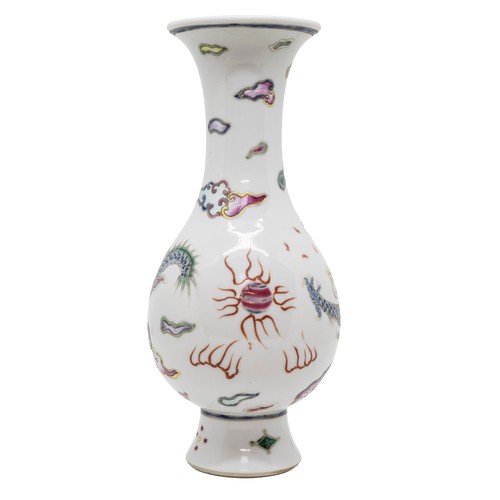 132 - A FAMILLE ROSE 'DRAGON' VASE 19TH / 20TH CENTURYin the Yongzheng style20cm highPROVENANCE: From the ... 
