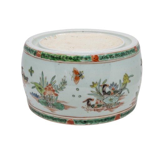 141 - A FAMILLE VERTE PORCELAIN INKSTONE20TH CENTURYin the Kangxi-style22.5cm diameterPROVENANCE: From the... 