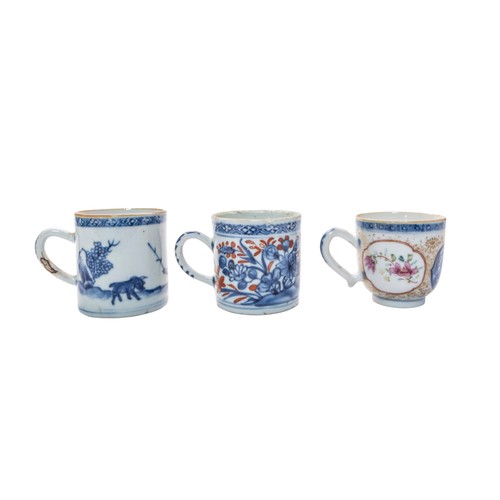 147 - A GROUP OF NINE CHINESE EXPORT UNDERGLAZE BLUE AND IRON RED TEACUPSQING DYNASTY, 18TH CENTURY Variou... 