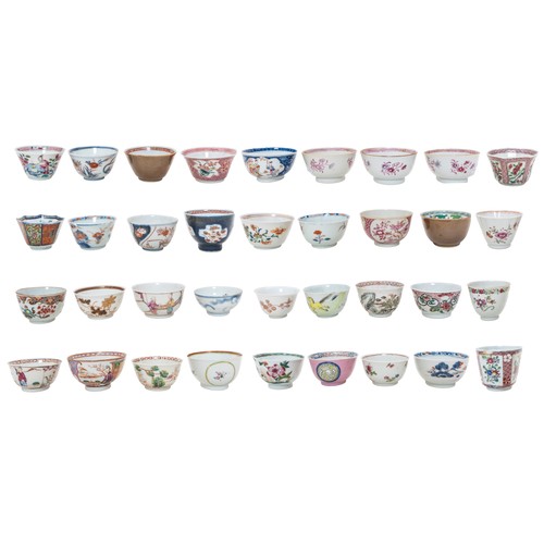 160 - A LARGE GROUP OF CHINESE TEA BOWLSQING DYNASTY, 18TH CENTURYMostly Famille Rose (36)PROVENANCE: From... 