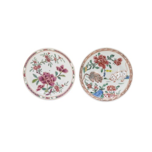 161 - A GROUP OF FIVE CHINESE EXPORT FAMILLE ROSE DISHESYONGZHENG / QIANLONG PERIODlargest 12cm diameterPR... 