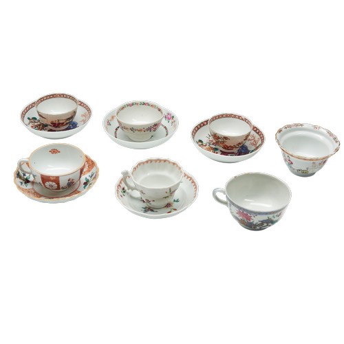 173 - A GROUP OF FIVE CHINESE EXPORT CUPS AND SAUCERSQING DYNASTY, 18TH CENTURYtogether with TWO CHINESE E... 