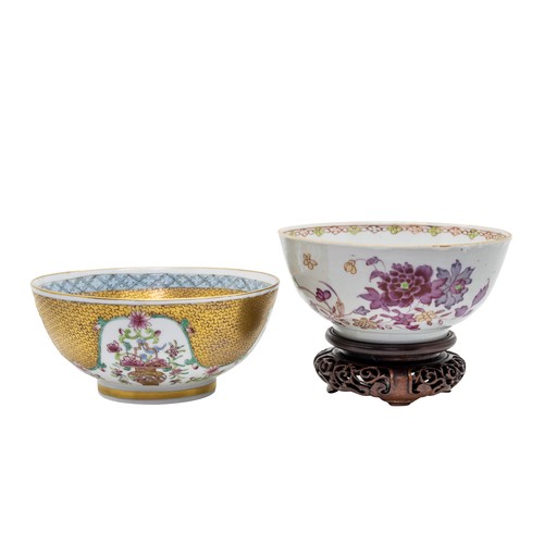 176 - A CHINESE EXPORT FAMILLE ROSE BOWLQIANLONG PERIOD14.5cm diameter; together with A CHINESE FAMILLE RO... 