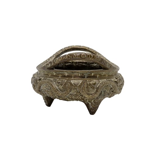 5 - A LARGE CHINESE BRONZE TRIPOD CENSER AND COVERLATE QING DYNASTY39cm high; together with A CAST BRONZ... 