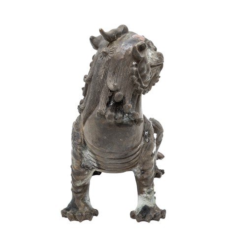 10 - A BRONZE FIGURE A QILINLATE QING DYNASTY16cm wide; together with A BRONZE FIGURE OF A SAGE RIDING A ... 