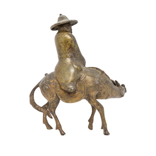 10 - A BRONZE FIGURE A QILINLATE QING DYNASTY16cm wide; together with A BRONZE FIGURE OF A SAGE RIDING A ... 