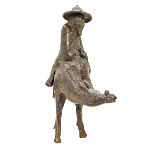 10 - A BRONZE FIGURE A QILINLATE QING DYNASTY16cm wide; together with A BRONZE FIGURE OF A SAGE RIDING A ... 