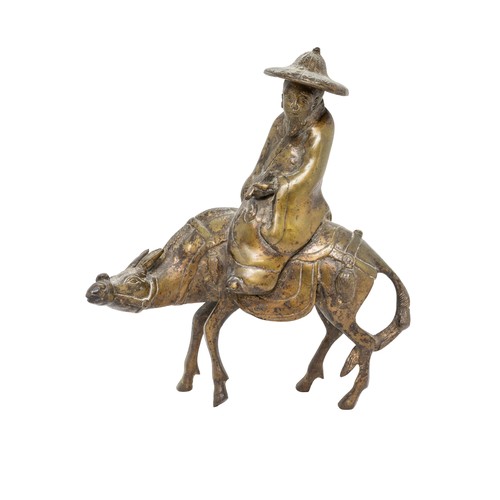 10 - A BRONZE FIGURE A QILINLATE QING DYNASTY16cm wide; together with A BRONZE FIGURE OF A SAGE RIDING A ... 