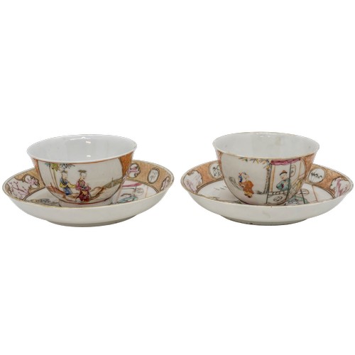 159 - A PAIR OF CHINESE EXPORT FAMILLE ROSE CUPS AND SAUCERSQIANLONG PERIOD12cm diameterPROVENANCE: From t... 