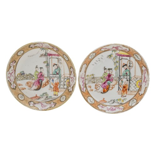 159 - A PAIR OF CHINESE EXPORT FAMILLE ROSE CUPS AND SAUCERSQIANLONG PERIOD12cm diameterPROVENANCE: From t... 