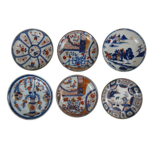 146 - A GROUP OF SIX CHINESE EXPORT IMARI SAUCER DISHESKANGXI PERIOD(6)largest, 14cm diameter, smallest 12... 