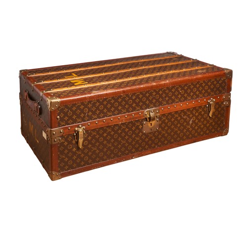 A LOUIS VUITTON MONOGRAM CANVAS COVERED WARDROBE TRUNK